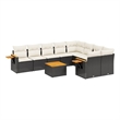 vidaXL 10 Piece Steel Large Sofa Set in Black/White/Cream