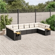 vidaXL 10 Piece Solid Acacia Wood Sofa Set in Black/White/Cream