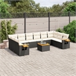 vidaXL 11 Piece Steel Sofa Set in Black/White/Cream