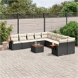 vidaXL 11 Piece Solid Acacia Wood Large Sofa Set in Black
