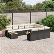vidaXL 11 Piece Solid Acacia Wood Sofa Set in Black/White/Cream