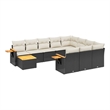 vidaXL 11 Piece Solid Acacia Wood Sofa Set in Black/White/Cream