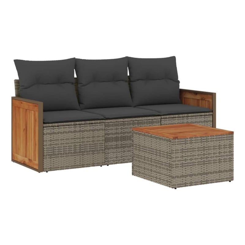 vidaXL 4 Piece Steel Medium Sofa Set in Gray