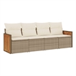 vidaXL 4 Piece Poly Rattan Sofa Set in White/Cream/Beige