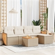 vidaXL 6 Piece Solid Acacia Wood Sofa Set in Beige