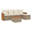 vidaXL 6 Piece Solid Acacia Wood Sofa Set in Beige
