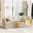 vidaXL 6 Piece Solid Acacia Wood Sofa Set in White/Cream/Beige