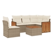 vidaXL 6 Piece Solid Acacia Wood Sofa Set in White/Cream/Beige