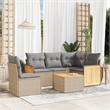 vidaXL 6 Piece Solid Acacia Wood Sofa Set in Gray/Beige