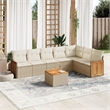 vidaXL 8 Piece Solid Acacia Wood Sofa Set in White/Cream/Beige