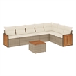 vidaXL 8 Piece Solid Acacia Wood Sofa Set in White/Cream/Beige