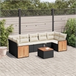 vidaXL 8 Piece Solid Acacia Wood Sofa Set in Black/Cream