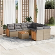 vidaXL 9 Piece Solid Acacia Wood Sofa Set in Gray/Beige