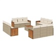vidaXL 13 Piece Solid Acacia Wood Sofa Set in White/Cream/Beige