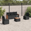 vidaXL 6 Piece Solid Acacia Wood Sofa Set in Black