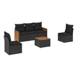 vidaXL 6 Piece Solid Acacia Wood Sofa Set in Black