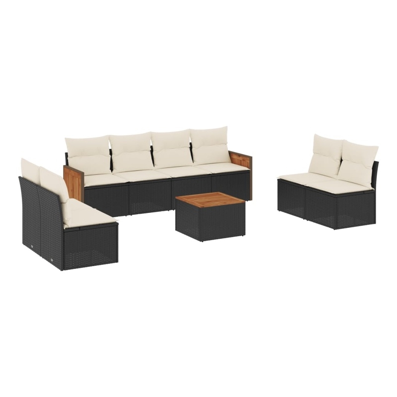 vidaXL 9 Piece Steel Sofa Set in Black