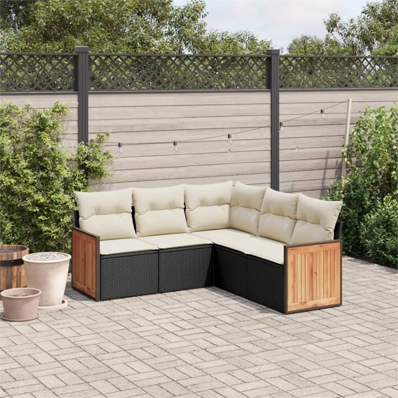 vidaXL 5 Piece Steel Large Sofa Set in Black