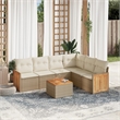 vidaXL 7 Piece Solid Acacia Wood Sofa Set in White/Cream/Beige