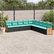 vidaXL 9 Piece Poly Rattan Small Patio Sofa Set in Black/Blue