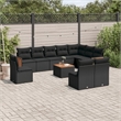 vidaXL 11 Piece Solid Acacia Wood Sofa Set in Black