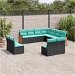 vidaXL 11 Piece Poly Rattan Patio Sofa Set in Black/Blue