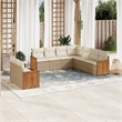 vidaXL 9 Piece Solid Acacia Wood Sofa Set in White/Cream/Beige