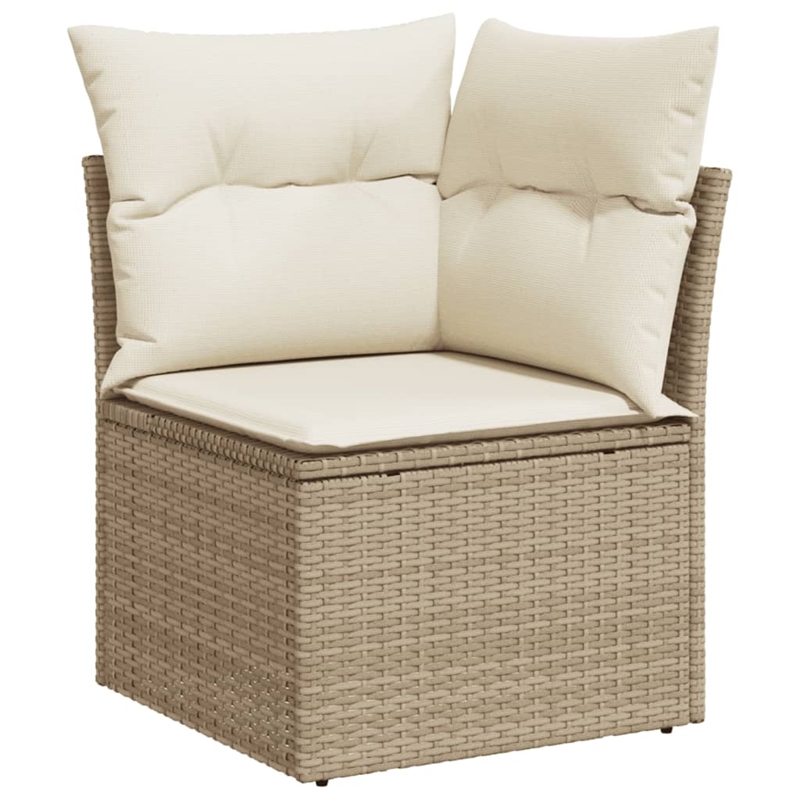 vidaXL 9 Piece Solid Acacia Wood Sofa Set in White/Cream/Beige