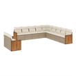 vidaXL 11 Piece Solid Acacia Wood Sofa Set in White/Cream/Beige