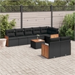 vidaXL 9 Piece Solid Acacia Wood Sofa Set in Black
