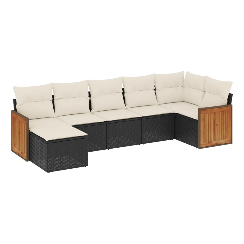 vidaXL 7 Piece Steel Large Sofa Set in Black