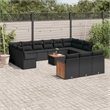 vidaXL 14 Piece Solid Acacia Wood Sofa Set in Black