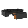 vidaXL 14 Piece Solid Acacia Wood Sofa Set in Black