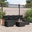 vidaXL 7 Piece Solid Acacia Wood Sofa Set in Black