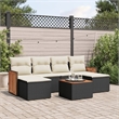 vidaXL 7 Piece Solid Acacia Wood Sofa Set in Black/White/Cream