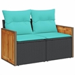 vidaXL 6 Piece Poly Rattan Patio Sofa Set in Black/Blue