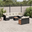 vidaXL 10 Piece Solid Acacia Wood Sofa Set in Black/White/Cream