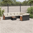 vidaXL 10 Piece Poly Rattan Large Sofa Set in Black/Cream