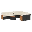 vidaXL 10 Piece Poly Rattan Large Sofa Set in Black/Cream