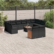 vidaXL 13 Piece Solid Acacia Wood Sofa Set in Black