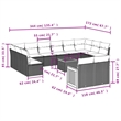 vidaXL 13 Piece Solid Acacia Wood Sofa Set in Black