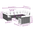 vidaXL 13 Piece Solid Acacia Wood Small Sofa Set in White/Cream/Beige