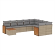 vidaXL 10 Piece Solid Acacia Wood Sofa Set in Gray/Beige