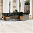 vidaXL 10 Piece Solid Acacia Wood Medium Sofa Set in Gray