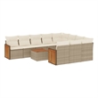 vidaXL 11 Piece Solid Acacia Wood Sofa Set in White/Cream/Beige