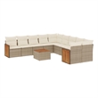 vidaXL 11 Piece Solid Acacia Wood Sofa Set in Beige
