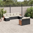 vidaXL 9 Piece Solid Acacia Wood Sofa Set in Black