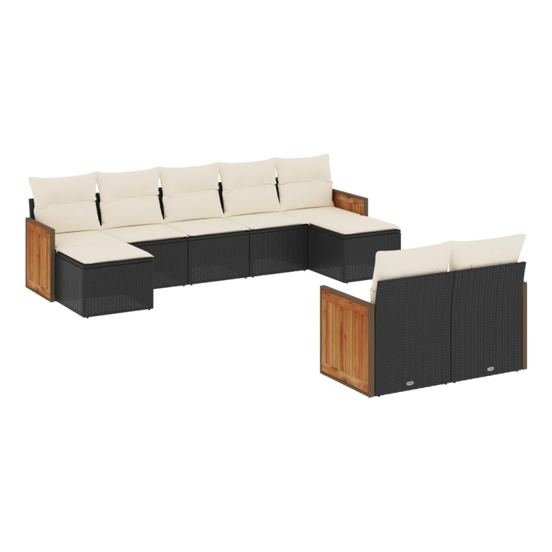 vidaXL 9 Piece Solid Acacia Wood Sofa Set in Black