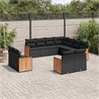 vidaXL 11 Piece Solid Acacia Wood Large Sofa Set in Black