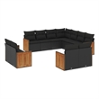 vidaXL 11 Piece Solid Acacia Wood Large Sofa Set in Black